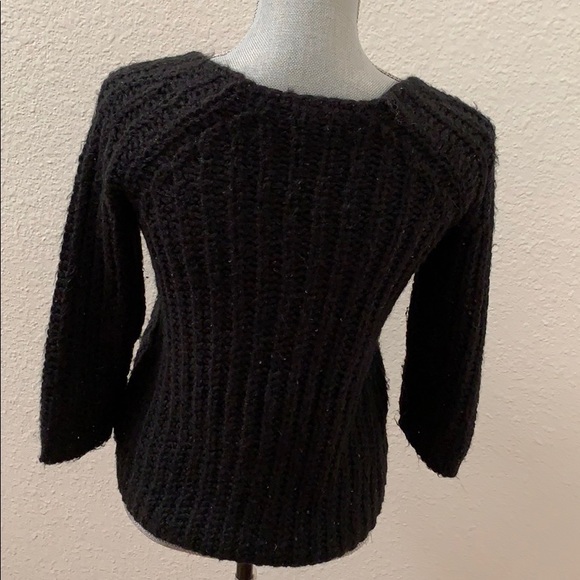 Anthropologie Knitted & Knotted black sweater XS 3/4 length sleeves sequins RARE - Picture 2 of 4